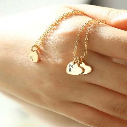 Collar personalizado, colgante con forma de corazón personalizado, collar grabado, collar con colgante de corazón de acero inoxidable, regalo personalizado, regalo del Día de San Valentín, regalo de aniversario, Día de San Valentín oro, moda rosa dorada, moda de otoño, retro, unisex, minimalista, casual, hip-hop, gótico, punk personalizado, personalizado, enérgico, regalo del Día de la Madre