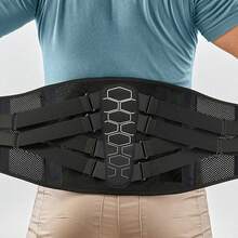 透气3D针织腰部支撑带 - 可调节背部支撑，男女适用，符合人体工程学设计 - 黑色 - 查看 6