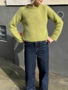 Women's Casual Mohair Turtleneck Knit Sweater, Autumn/Winter - Green - View 5