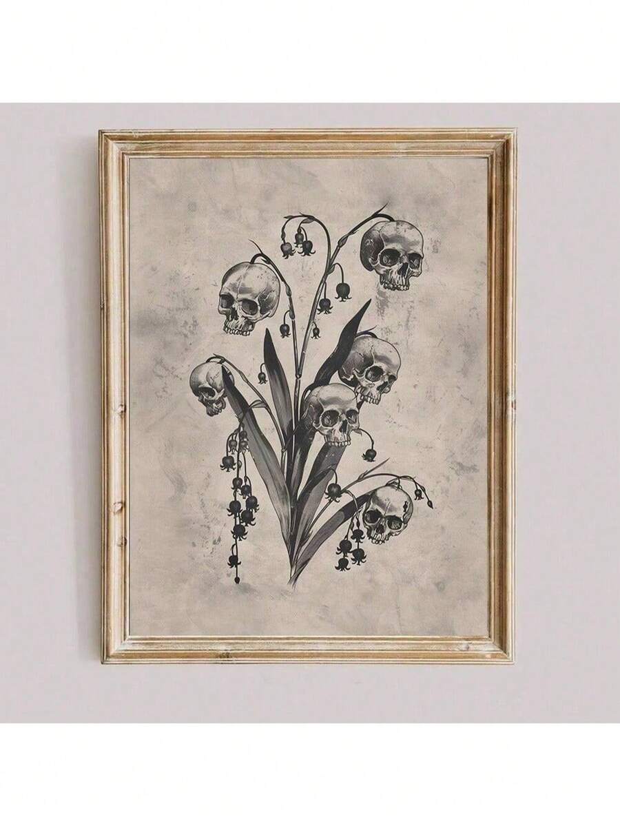 1 tấm áp phích vải canvas hoa đầu lâu Gothic cổ điển không khung in nghệ thuật trang trí tường phù thủy tối giản cho căn hộ phòng khách phòng ngủ trang trí nhà hiện đại trang trí phòng trang trí phòng ngủ trang trí nhà bếp nhãn dán tường nhãn dán trang trí tường - Nhiều màu - Xem 1