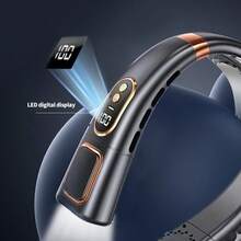 5 Speeds, Portable Neck Fan Hands Free Personal Fan, Rechargeable Bladeless Fan Battery, Digital Display, Birthday Gifts For Men, Women, Mom, And Dad - 黑色 - 查看 2