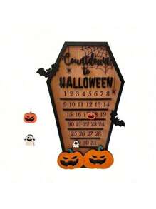 Calendrier de l'Avent d'Halloween en bois, compte à rebours jusqu'à Noël. Décoration d'horreur, ornements fantômes, décoration de maison et de fête