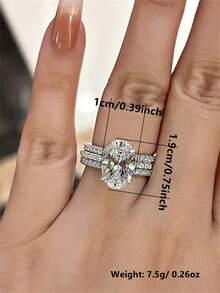 Bộ 3 nhẫn đá Cubic Zirconia cổ điển, quà tặng Ngày Valentine cho nữ, trang sức kỷ niệm ngày cưới và tiệc tùng. - 2 # - Xem 7
