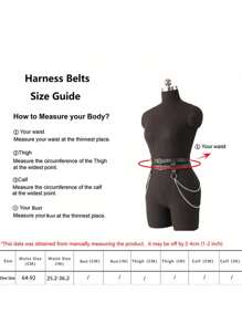 Waist Chain Belt Gothic Fashion Silver Chain Leather Belt Women Punk Leather Waist Chain Harness Belt