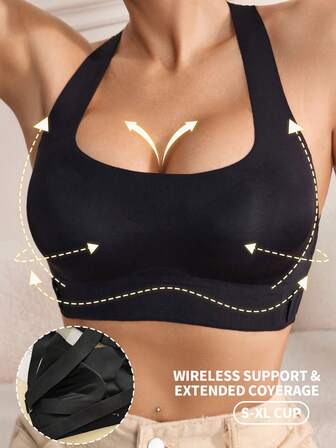 NudeFit 1pc Women Seamless Padded Elegant Breathable Comfortable Crisscross Back Bandeau Bra Side Closure Brapush Up Sports Bra