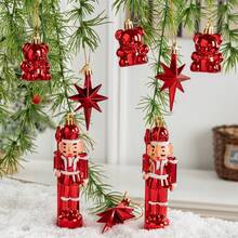 10pcs/8pcs Christmas Decorative Hanging Ornaments Set, Nutcracker Hanging Decorations, Christmas Decorations, Christmas Decor, Christmas, Home Decor Hanging Pendants, Party Decorations, Holiday Scene Arrangement Decorations, Painted Long Pointed Asymmetric Hanging Ornaments, Christmas Tree Ornaments, Shopping Mall Window Display Decorations - Multicolor - View 7