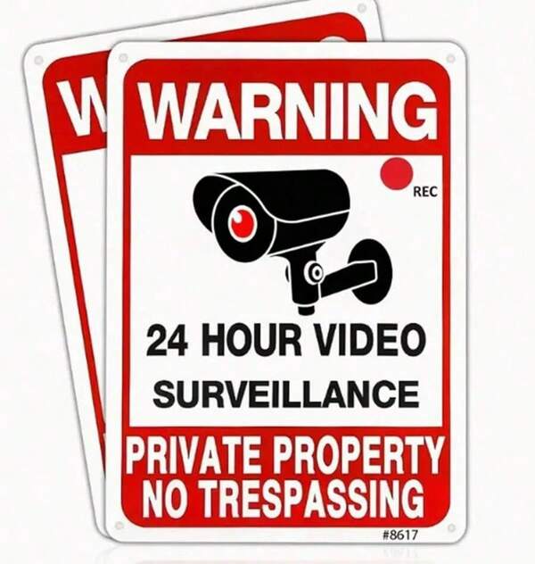 Metal No Trespassing Signs - Video Surveillance Warning Signs For Private Property - Weatherproof Aluminum Security Signs For Yard, Home & Outdoor - Reflective Lettering For Night Visibility, Aluminum 7*10 Inchs , Warning Signs For Property , Security Camera Sign For Yard And Home