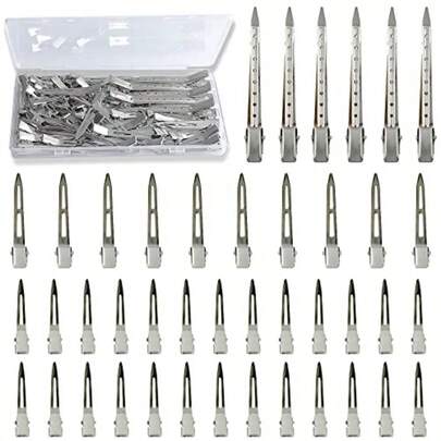 42Pcs Styling Hair Clips Set: Silver Metal Duck Billed Clips For Women's Hairstyling Long Duckbill Pins Alligator Rollers With Case