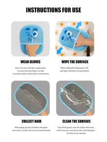 1 Guante de limpieza y eliminación de pelo de mascota con patrón de dibujos animados, cepillo quitapelo para gatos y perros, guante recolector de pelo, que se puede amasar en una tira para una fácil eliminación del pelo, peine para el pelo de las mascotas, adecuado para sofá, ropa, sábanas, alfombras y otros guantes de limpieza para la caída del pelo de las mascotas