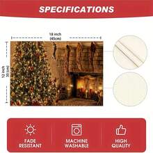 4 piezas de manteles individuales decorativos navideños, manteles individuales rectangulares tejidos antideslizantes de poliéster lavables a máquina, adecuados para la cocina, el comedor, la decoración del hogar y la decoración de fiestas.