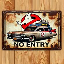 Un Panneau Métallique Rétro Centré Sur 'Ghostbusters' - Adapté Pour La Décoration Murale Dans Les Maisons, Les Salons, Les Salles à Manger, Les Cafés, Les Bureaux, Les Clubs Et Les Bars - Un Panneau Vintage Polyvalent, Parfait Pour Les Espaces Privés Des Hommes, Une Décoration Amusante, Une Esthétique D'art Mural Et Une Excellente Option Pour Les Vacances - En Anglais, 20.32X30.48 Cm.