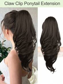 马尾辫接发，18 英寸波浪爪夹接发，适合女性，轻盈蓬松的合成纤维马尾辫假发，自然柔软，易于佩戴 - 彩色 - 查看 15