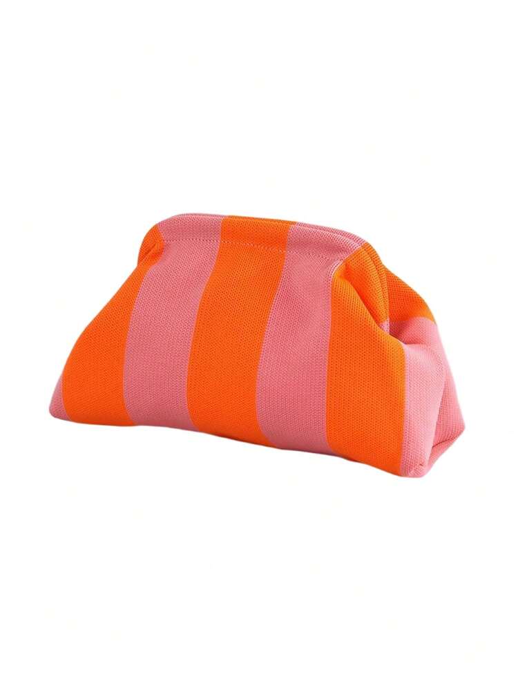 Women's Clutch Bag Cosmetic Bag Geometric Striped Crochet Bag Suitable For Shopping Travel Makeup Dorm - Orange - View 2
