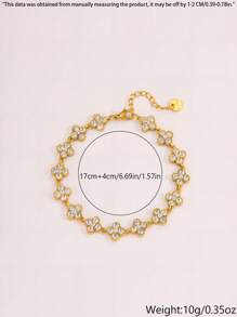 Camhanno 1 Pc Elegant And Exquisite Stainless Steel Bracelet, Creatively Designed With Four Leaf Flowers, Perfect Holiday Gift