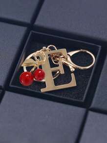 高级优雅金色字母钥匙扣，A-Z 3D字母吊坠，樱桃装饰，时尚合金钥匙扣，包包/背包挂饰，汽车钥匙链，女士完美日常配饰，情侣礼物，经典简约钥匙扣，装饰品，包包配件，适合赠送朋友、家人、情侣、女友，重要礼物，节日纪念品，返校礼物，教师节礼物 - 彩色 - 查看 9