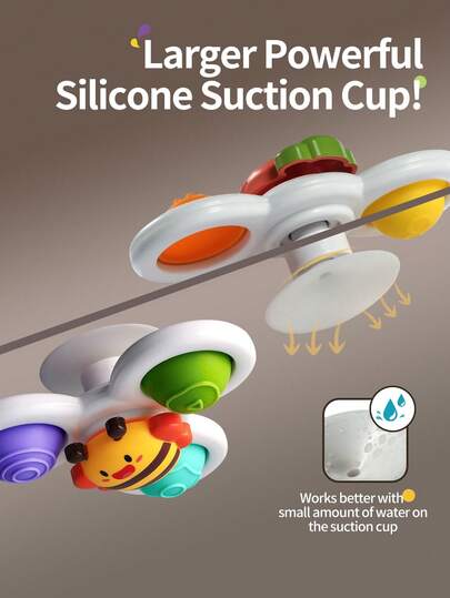 Baby Suction Cup Spinner Toy, Educational Early Learning Rattle Gyro, High Chair Bath Water Play Soothing Toy, Christmas Halloween Thanksgiving Children Holiday Gift (Random Accessory Color)