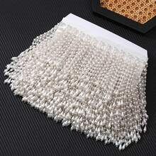1 Yards Silver Silk Tassel Fringe Trim Pearl Tassle Beaded Lace 11cm Beaded Fringe Ribbon Clothing Curtain Pearl Pendant Tassels