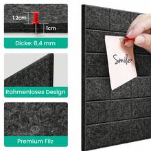 6 Stück Filz Pinnwand mit 30 Pinnnadeln Selbstklebende Filzboard 30x30cm Wandtafel Bulletin Board Wanddekoration für Büro, Zuhause, Schule, Flur, Küchenwand