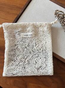 1个杏色复古蕾丝刺绣抽绳小布袋，可用作收纳袋、旅行整理袋、首饰袋、化妆包、零钱包、纸巾盒、卫生巾盒、礼品包装袋，适合旅行、上学、度假、生日、婚礼、新年等场合，也是女性必备的旅行配件。 - 彩色 - 查看 14