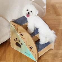 3 Steps Wooden Pet Dog Washable Portable Soft Stairs Puppy Ramp Ladder Bed Sofa - Wood Color - View 4