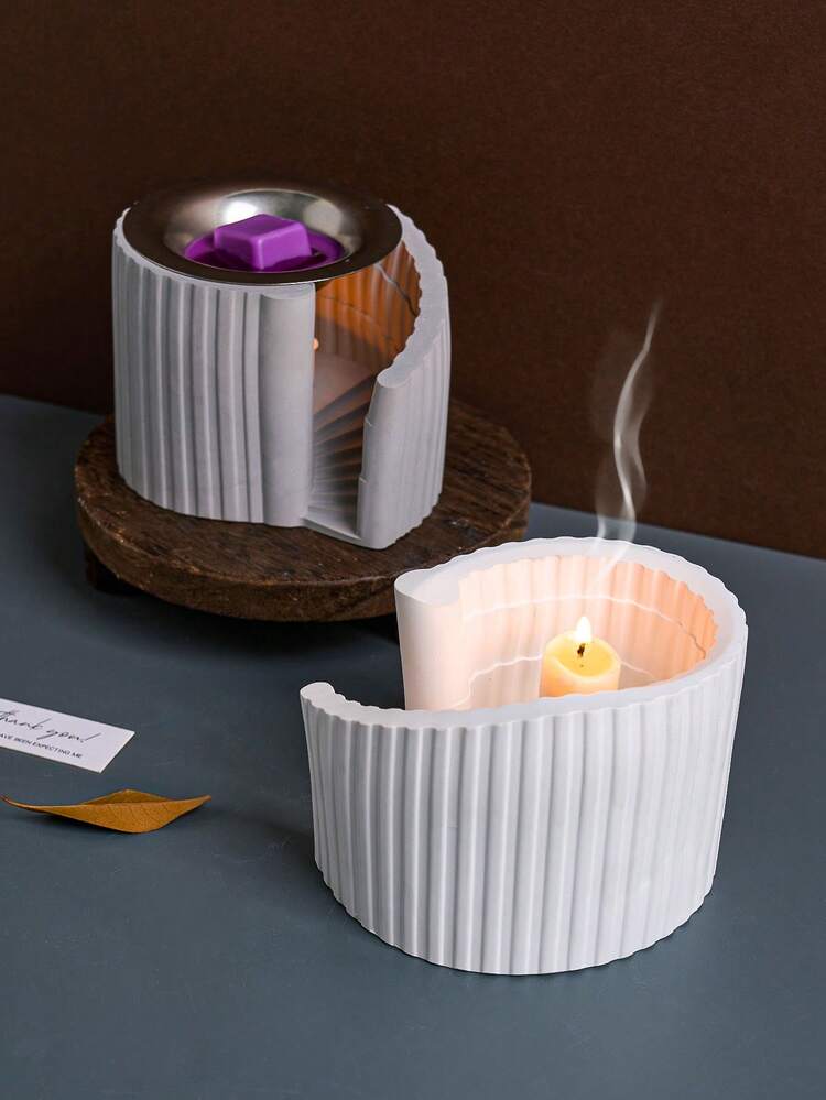 1PC Essential Oil Candle Mold, Large Belly Wax Melting Burner Diffuser Aromatherapy Container Handmade Incense Holder, For Home Decor, Fireplace, Bedroom - White - View 4