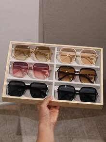 6pcs Women Multicolor Square Plastic Oversized Frame Tinted Lens Perfect Personalized Lovely Lively Fashion Eyeglasses Combination For Travel, Beach Party, Street Snap, Weekend Outfit, Festival Outfits Women Accessories - 彩色 - 查看 14