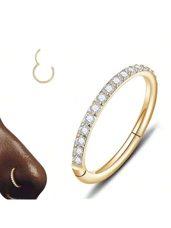 Anneaux de nez en CZ transparent - Anneaux de piercing de corps en CZ 316L 20G/18G/16G Boucles d'oreilles hypoallergéniques en bijoux pour cartilage, hélix, rook, tragus, conque, lobe, daith, anneau de nombril avec zirconium cubique 6 mm/7 mm/8 mm/10 mm/12 mm - Or