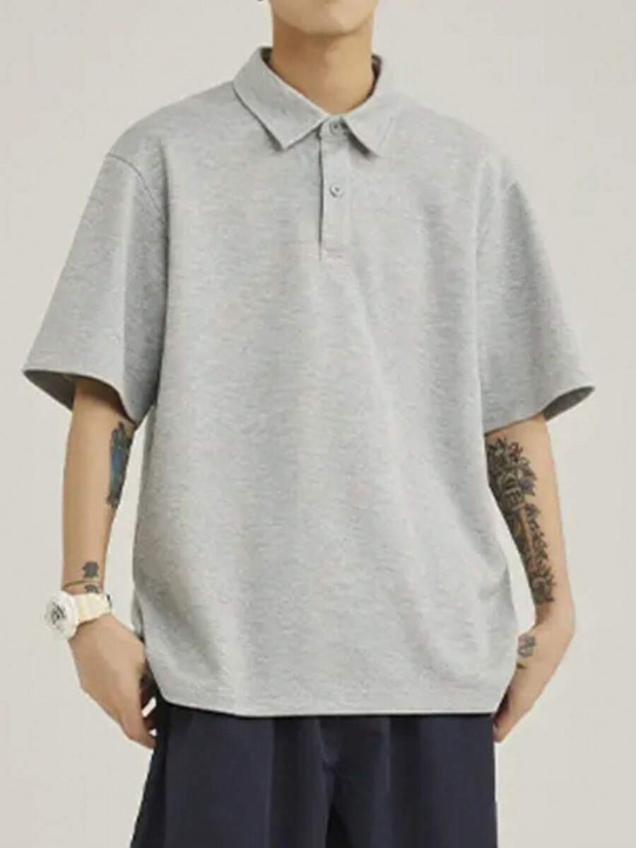 Basic UNISEX POLO Shirt - Màu Xám nhạt - Xem 1
