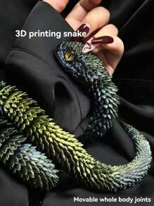 Coil Snake Statue - 3D Printed Soft Poseable Snake Toy, Bionic Animal Model Design, Home Decor, Stress Relief Toy, Sensory Toy, Teens Toy, Glowing Toy (Random Eye Color)