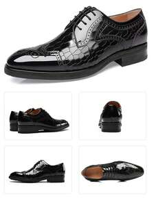 Neue geprägte Budapester Oxford Schuhe, Herren Quadratische Zehenform Anzugschuhe, Schnürschuhe Business Lässig, vielseitige Hochzeitsschuhe