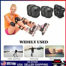 6Pcs Adults Skating Protective Gear Knee Pads And Elbow Pads Wrist Adjustable - as pic - View 5