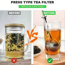 2/4-Piece Set Of 304 Stainless Steel Tea Filters, Push In Teapot Filter With Extendable Tea Separator, Suitable For Baking Powder Screens Used In Offices And Restaurants - 銀色 - 查看 5