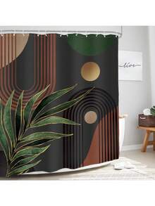 Boho Shower Curtain With Hooks, Abstract Bohemian Mid Century Bathroom Curtains, Waterproof Quick-Dry Plant Botanical Cute Decor Shower Curtain Set Bathroom
