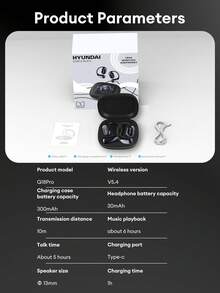 HYUNDAI Q18PRO AI Wireless Earbuds, High-Fidelity Stereo Sound, Directional Transmission, ENC Smart Noise Cancellation, Sensitive Microphone, Voice Call, Music, Gaming, Movie, Low Latency, Long Battery Life, Display, Multi-Function, Ear-Hook Wireless Earphones - Black - View 8