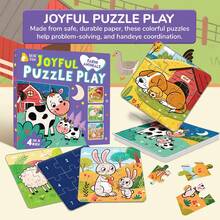 beartale 4Pcs/Box Kids Jigsaw Puzzles, Durable Paper, Cartoon Animal Pattern Puzzle Set, DIY Educational Early Learning Toy For Toddlers, Fun Preschool Activity Game, Shape Puzzle Learning, Shape Puzzle Toys, Classroom Supplies,Puzzle Books Children, Puzzle Shape, School Stationery, Back To School Gift, Kids Birthday Gift
