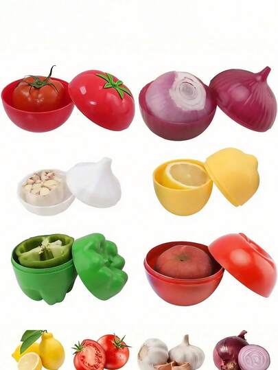 1/6pcs Fresh Container Set: Reusable PP Plastic Storage Containers For Fruits, Vegetables, Garlic, Onion And Lemon - Suitable For Camping, Meal Prep And Food Preparation, Essential Kitchen Organizer, Back To School Supplies
