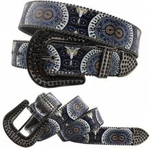 波西米亚风格各种印花图案腰带，女士男士印花腰带，四季印花水钻扣牛仔裤配饰，高品质设计师水钻腰带，秋冬配饰，适合青少年、青年、男士、休闲、户外、运动、度假、毕业礼物、生日、日常穿着