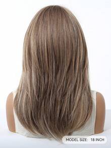 18 Inch Brown Layered Wig For Women Long Straight Wigs With Curtain Bangs, Synthetic High Density Heat Resistant Hair Wig For Daily Party,Natural Sexy Simple Casual Sports Preppy Cosplay Heat Resistant Fake Hair Or Holiday Party Everyday Wear,Halloween Christmas Gifts, Gifts For Girlfriends,Gifts For Girlfriends - 棕色 - 查看 6