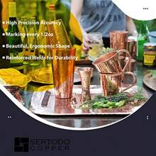 HUDouble Sided Jigger 1 Oz 2 Oz Measured Shots Hand Hammered 100 Pure Copper Single