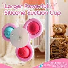 WeRein Pião giratório com ventosa para bebês de 12 a 18 meses, brinquedo sensorial giratório para crianças de 1 a 3 anos, brinquedo antiestresse com textura para bebês, presente de Natal ou aniversário para meninos e meninas de 1 a 2 anos (a ventosa adere com mais firmeza quando molhada). - Rosa - Ver 5