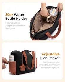 ¡RecomendadoLOVEVOOK - Bolsas de mano para mujer, bolsa de trabajo acolchada para portátil con cremallera, bolsas de mano grandes para mujer con compartimentos para la escuela y el profesor de viaje¡Top de Temporada - Café-beige-rosa - Ver 7