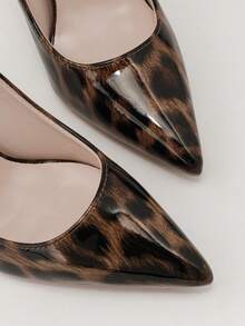 优雅金属花朵尖头缎面高跟鞋，时尚性感 - 棕色 - 查看 4