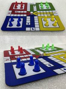 1 Set Ludo Travel Game Set New 9.5" Folding Rubber Board With 16 Chess Pieces 1 Dice For Classic Portable Strategy Play Family Ludo Learning Game