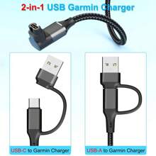USB Type C 充电线适用于 Garmin Fenix 7/6/5/5X Venu 2/Sq2/3/3s 手表充电器