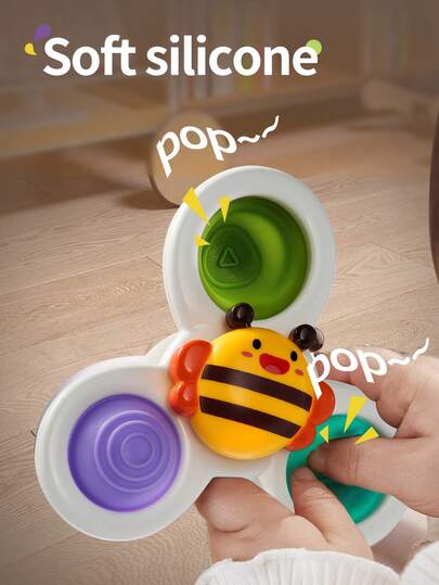 Baby Suction Cup Spinner Toy, Educational Early Learning Rattle Gyro, High Chair Bath Water Play Soothing Toy, Christmas Halloween Thanksgiving Children Holiday Gift (Random Accessory Color)