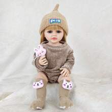 22 英寸逼真重生娃娃 - 柔软硅胶身体，长发公主，完美的生日礼物，圣诞节/万圣节礼物，万圣节/感恩节/圣诞节礼物 - 棕色 - 查看 6