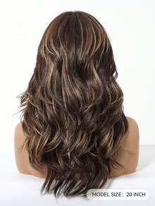 20英寸长波浪棕色渐变合成假发，中分金色卷发，适合女性日常、派对、角色扮演、度假、家庭聚会、母亲节、万圣节、圣诞节等场合佩戴，也可作为礼物送给女朋友。 - 挑染棕色 - 查看 7