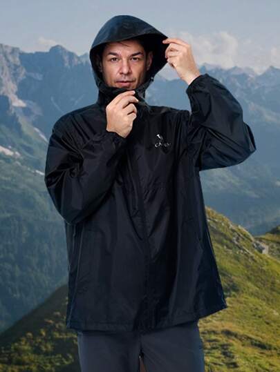 CAMEL CROWN Męska wodoodporna kurtka przeciwdeszczowa; Lekka, wiatroszczelna kurtka przeciwdeszczowa z kapturem, odpowiednia do jazdy na rowerze, wędrówek pieszych, biegania i gry w golfa