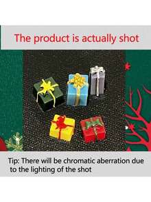 20 pezzi Decorazioni natalizie in miniatura per artigianato, Statuine natalizie in miniatura, Decorazioni natalizie per artigianato, Decorazioni per albero di Natale in miniatura, Accessori da giardino fai-da-te, Ornamenti natalizi in resina decorativa a forma di albero di Natale in scatola, Kit ciondolo fai-da-te