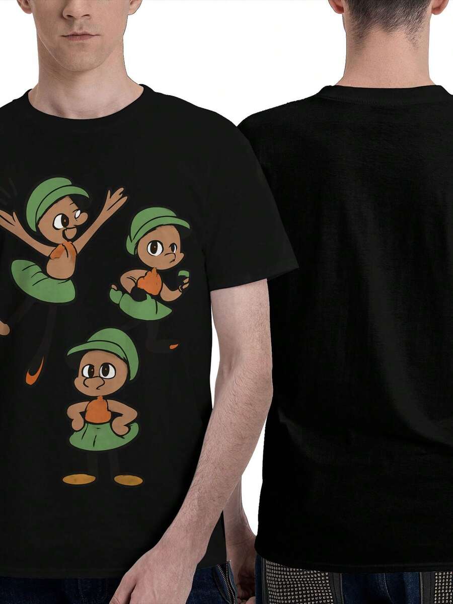 Summer Men's T Shirt Casual Round Neck Loose Tops Fashion Color Contrast Print T Shirt For Men Funny 3D Tee Street  Clothes